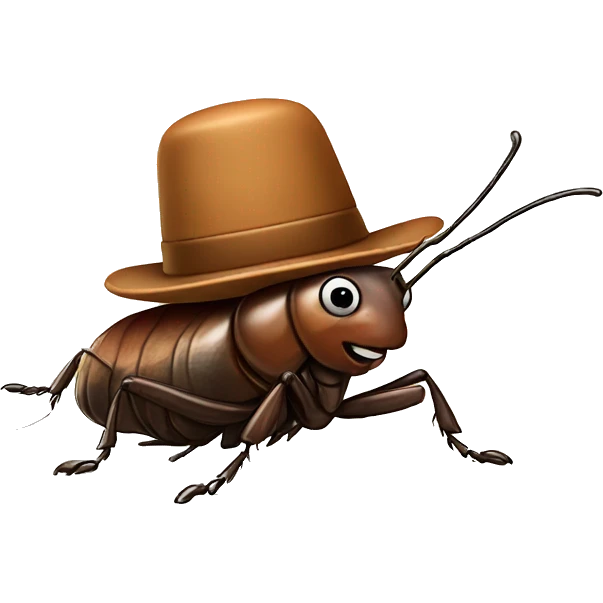 cockroach with a hat emoji
