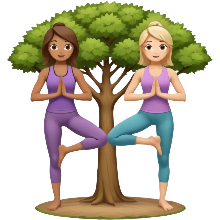 Two women doing yoga in tree pose  emoji