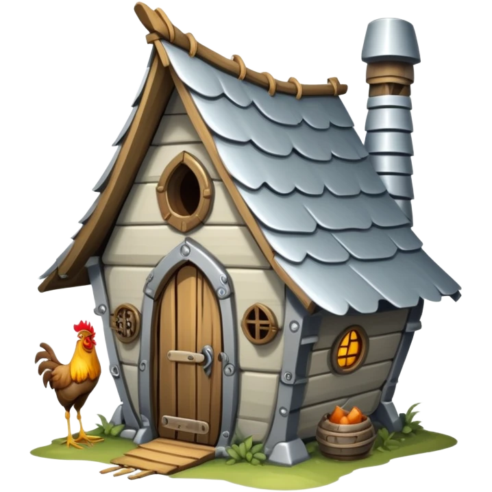 baba yagas hut metallic silver emoji
