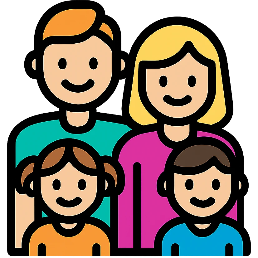 family icon, modern color outline, friendly and inclusive emoji