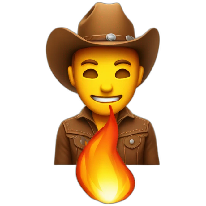 cowboy wearing hat on fire emoji
