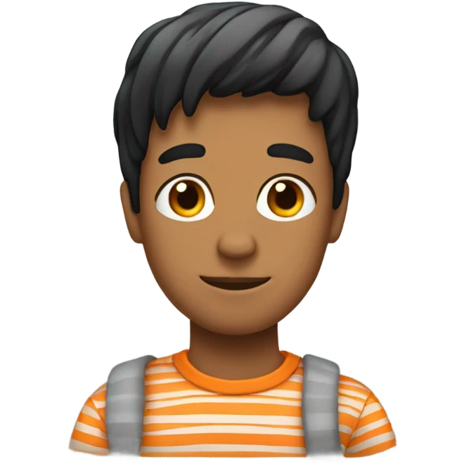 Orange man with stripy shirt with black hair  emoji