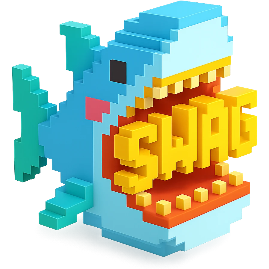 акула в пасти которой надпись SWAG, no background emoji