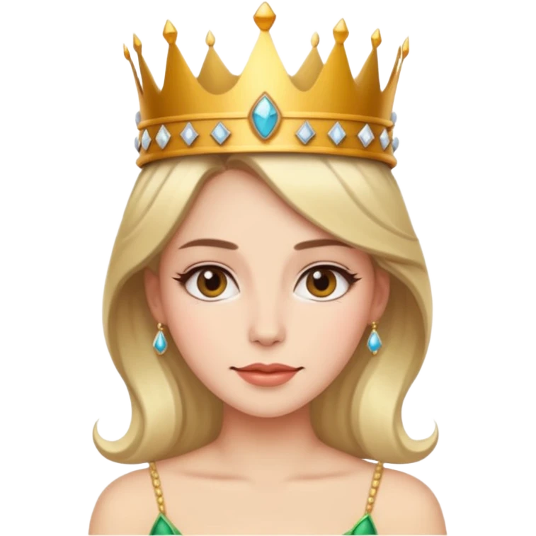 Give me an emoji of a women wearing neutral makeup with a crown. She is looking very smug emoji