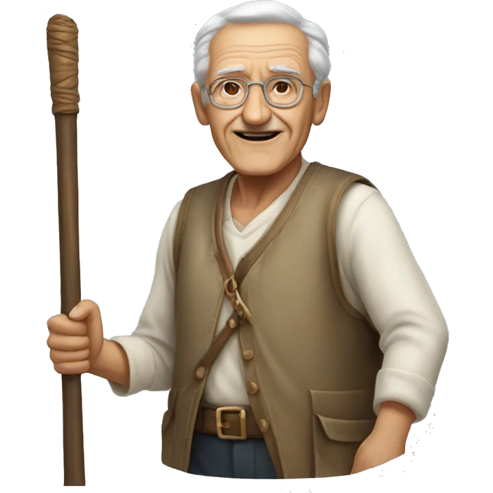 anciano con baston con joroba emoji