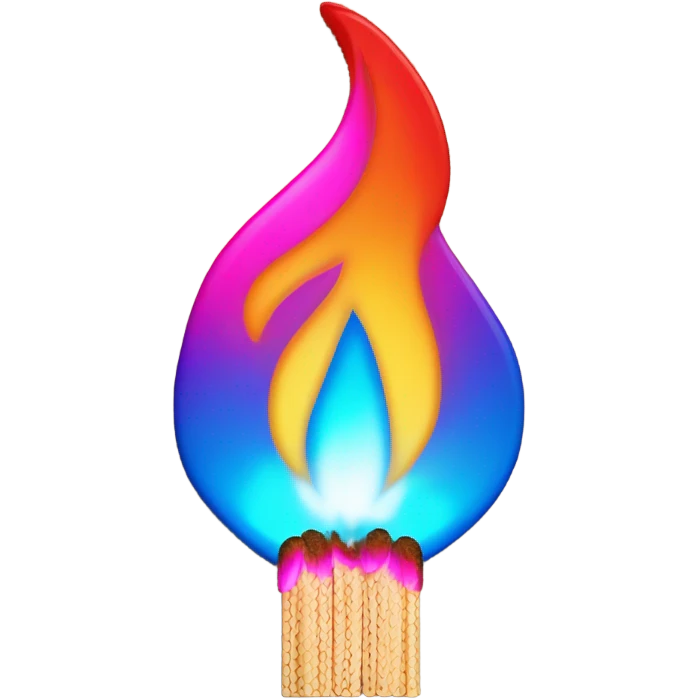 Pink and blue neon a burning match emoji