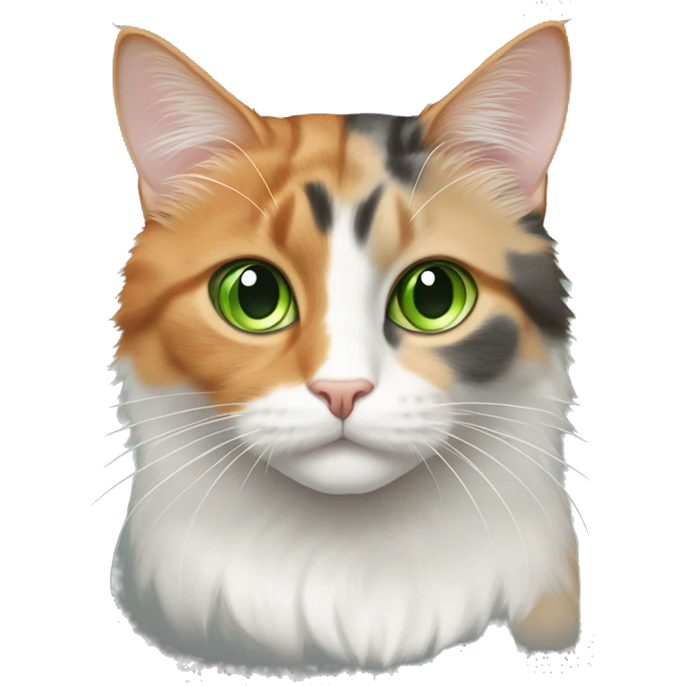dilute orange and grey calico cat with green eyes emoji