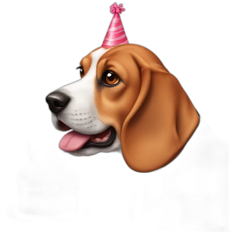 Beagle with birthday cake emoji