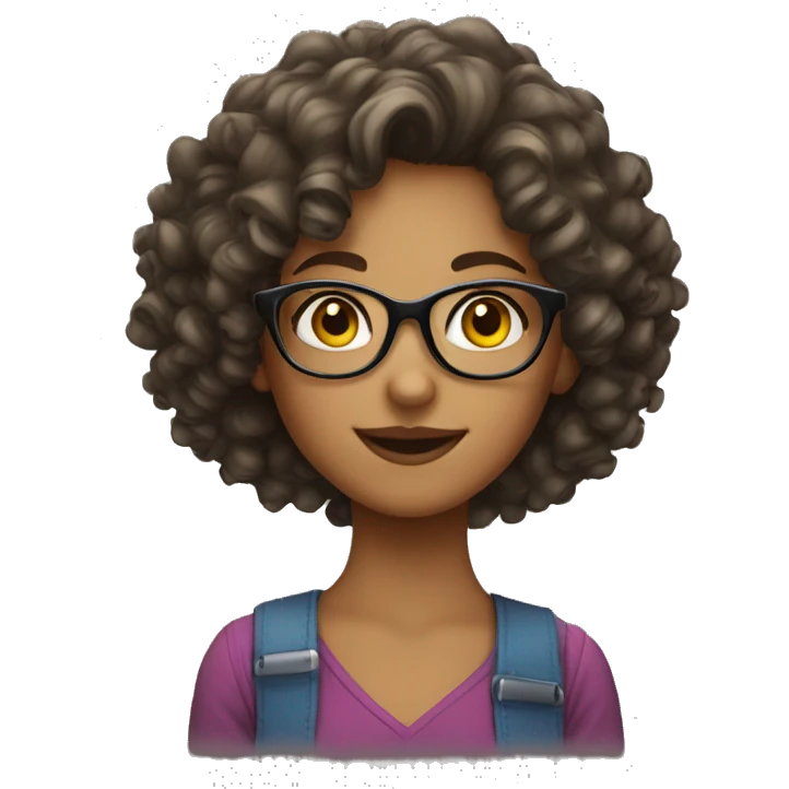 Pretty Curly hair girl with glasses  emoji