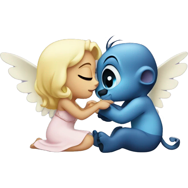 Stitch kissing angel emoji