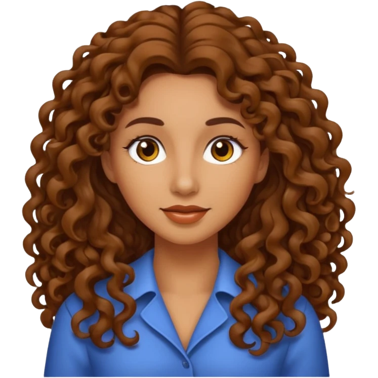 Mujer piel canela y pelo rizado largo  emoji