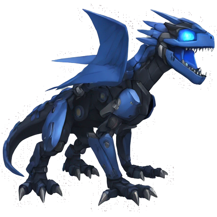  Cool Edgy Black Blue Digimon-Fakemon-Raptor-Dragon-Mecha full body emoji