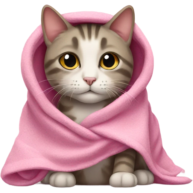 cat wearing blanket pink emoji