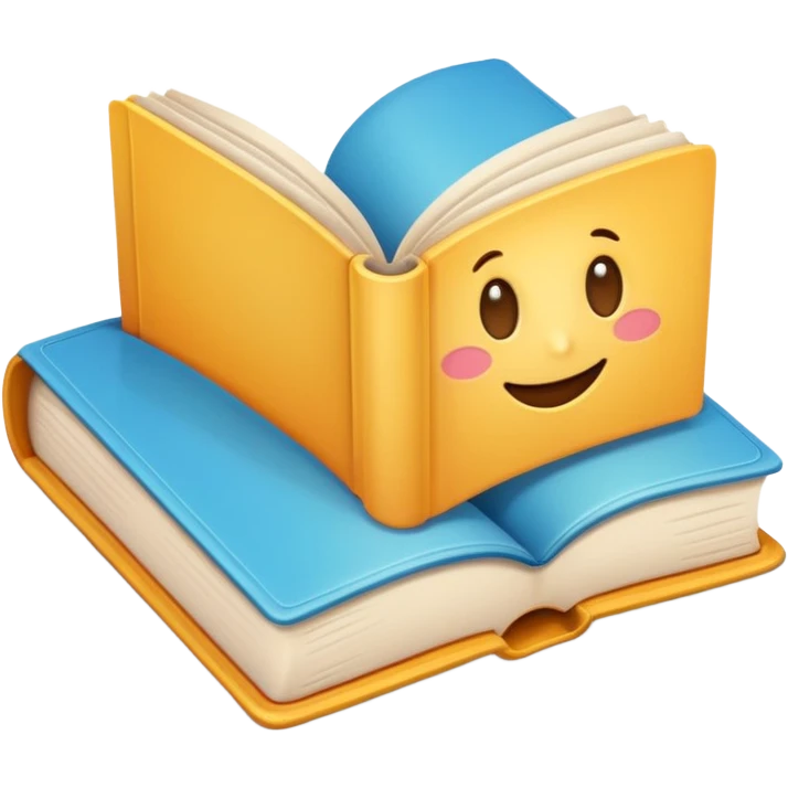 Cute cartoon-style emoji of an open book. Rounded shapes, soft shadows, glossy colorful texture, Telegram emoji style. emoji