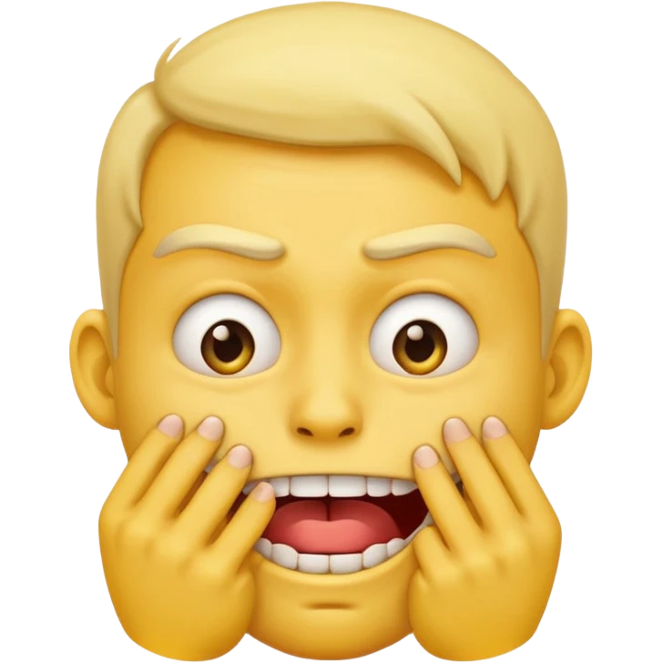 Emoji biting teeths together, while biting his nails emoji