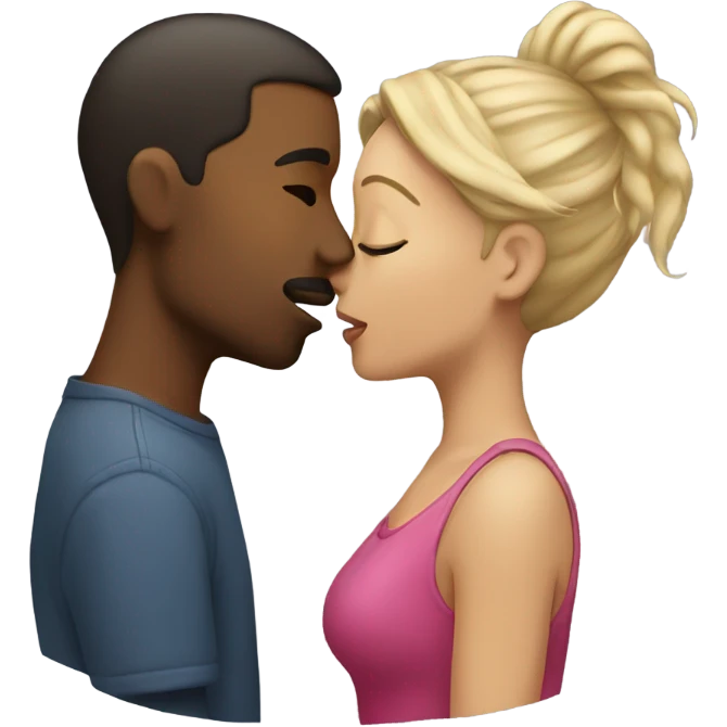 male kissing female emoji