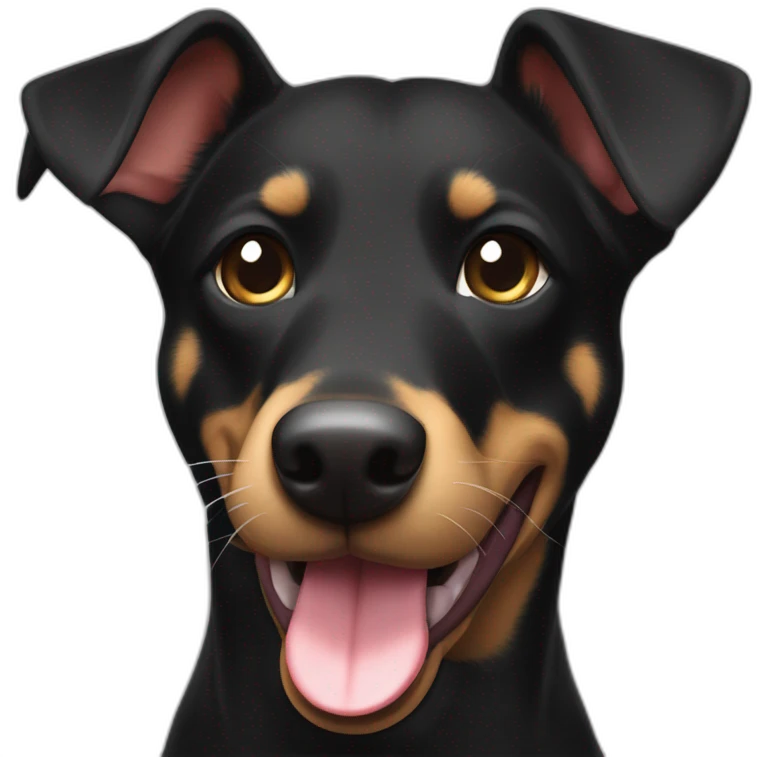 Black and tan kelpie with long tongue and floppy ear emoji