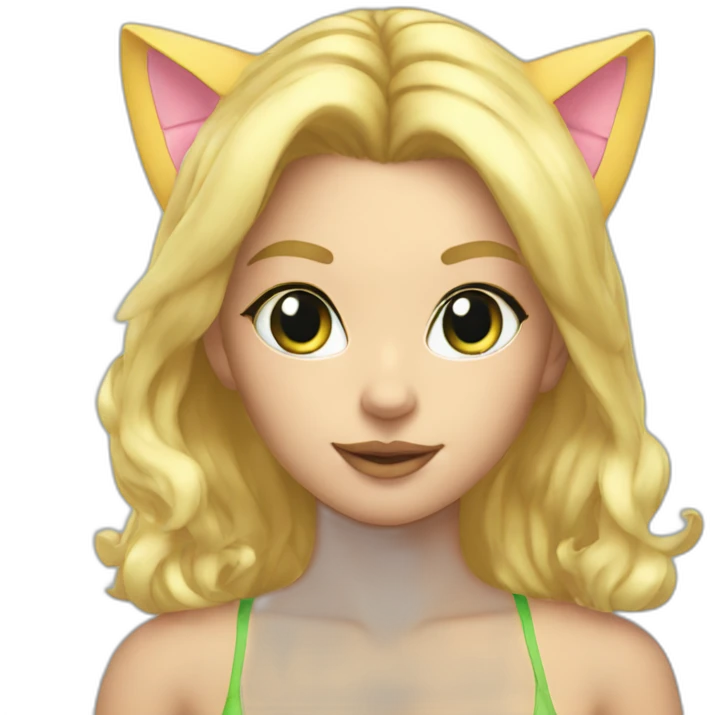hot catgirl blonde swim emoji