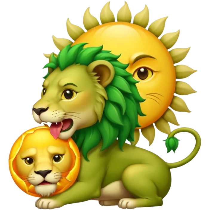green lion devouring big sun emoji