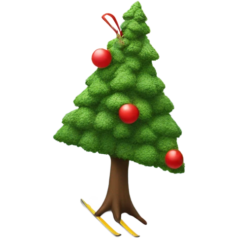 A tree with a Santa hat on skiing down a hill emoji