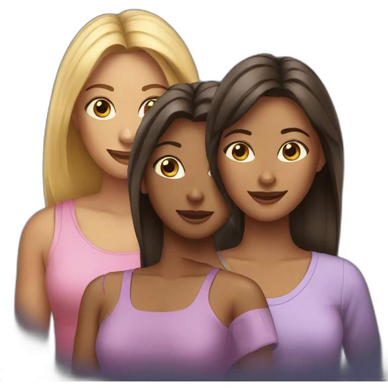 Three friends women emoji