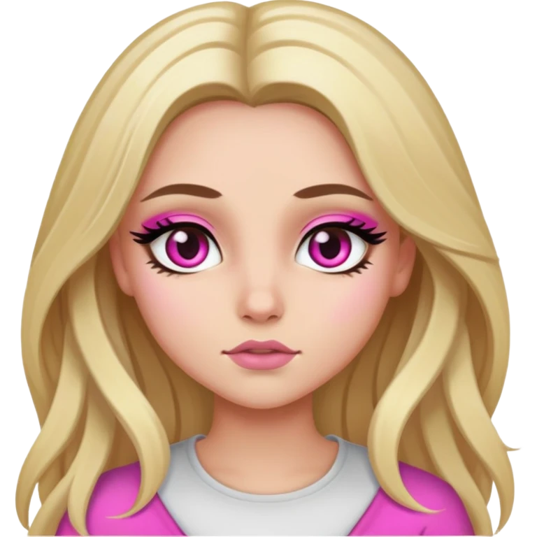 pretty long hair blond baddie with eyeliner pink and brown eyes emoji