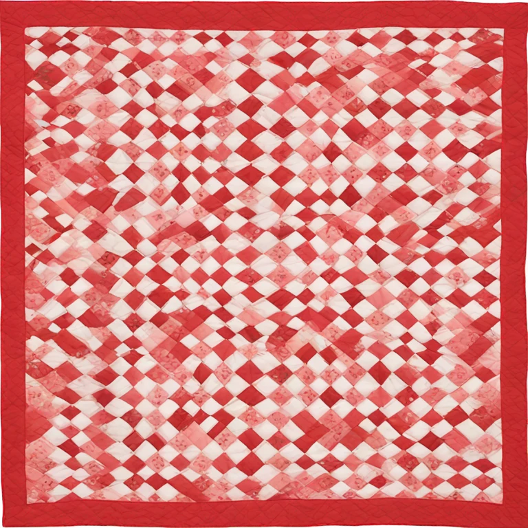 red and white patch work quilt; with red trim emoji