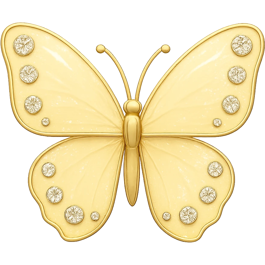 single soft yellow butterfly with light yellow enamel and sparkling gems emoji