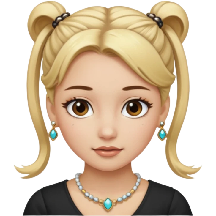 fancy blonde hair girl with ponytails brown makeup and jewellery emoji