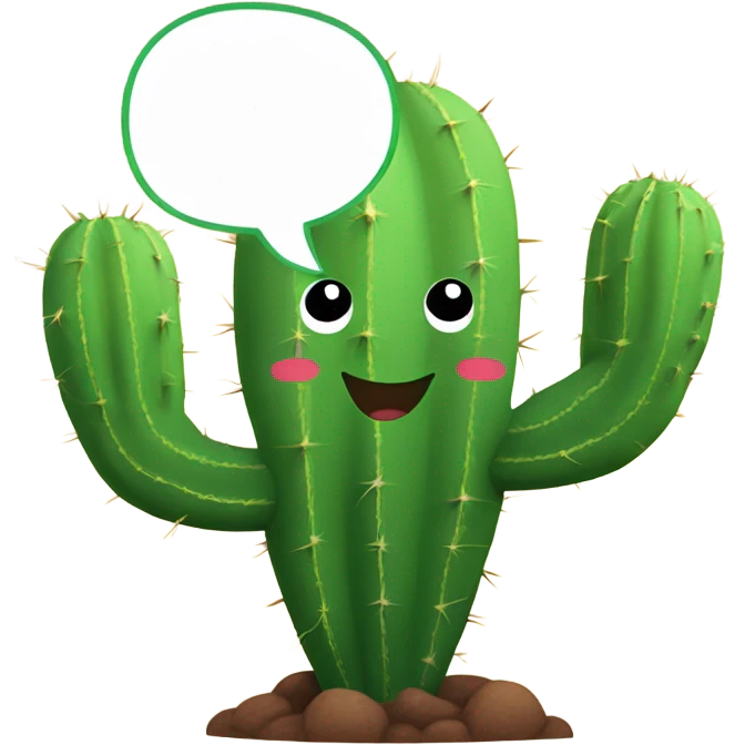 Cactus saying “hello, I’m your cactus friend “ emoji