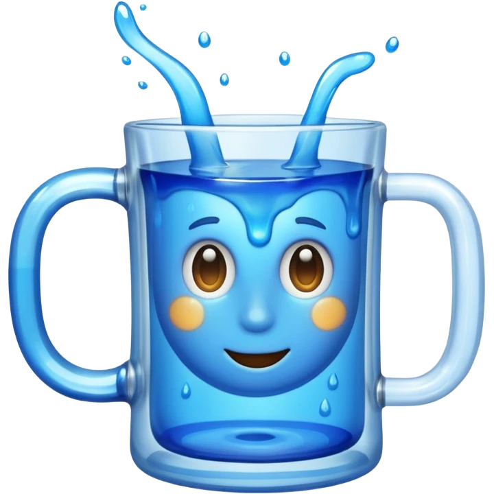 A large clear glass mug with a bright blue liquid inside. emoji
