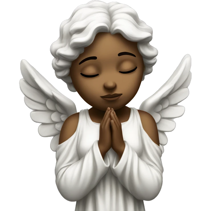 poetic statue of an angel closing her eyes shyly  emoji