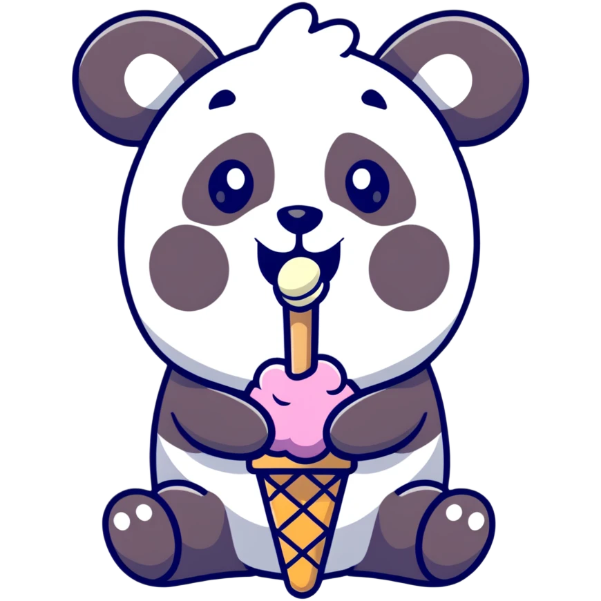 Panda eating ice cream emoji