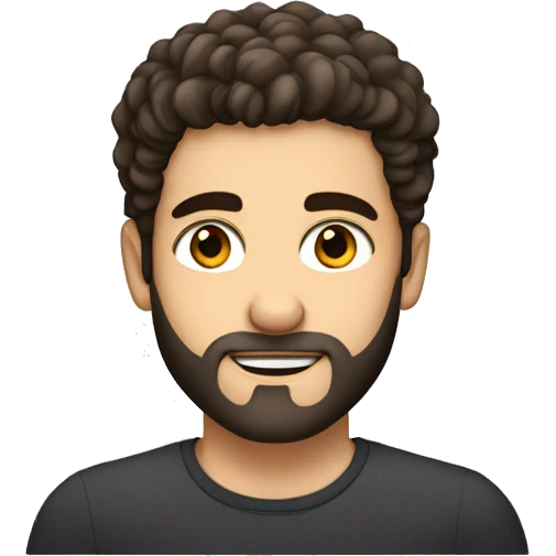 young portuese guy with brown eyes and hair and a beard, white skin, and whol body  emoji