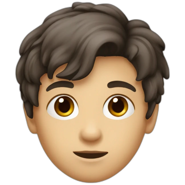 Garçon cheveux lisses noir yeux marron peux beige emoji