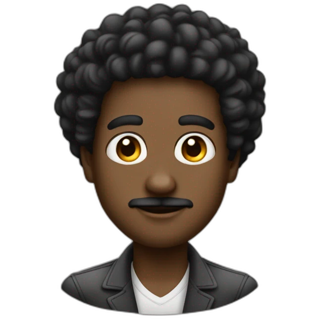 20 years black men with mini twisted afro and a small black moustache emoji