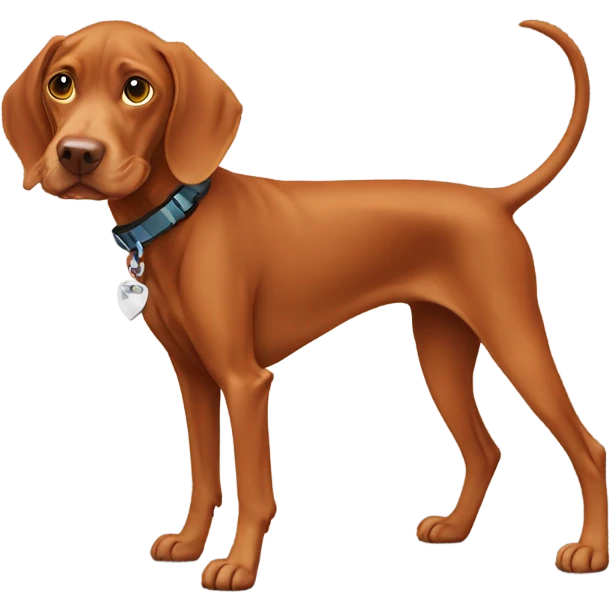 happy vizsla with dog collar, full body emoji