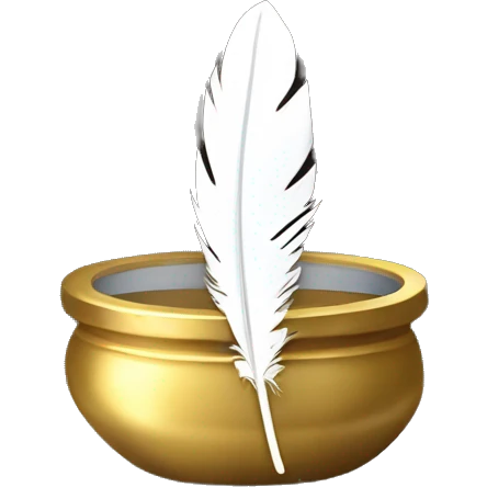 gold inkpot white feather emoji