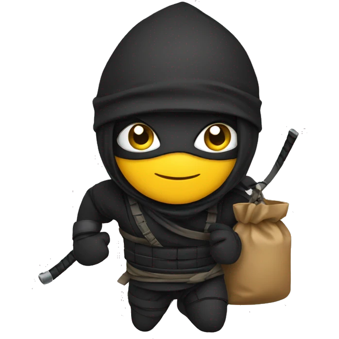 Ninja photograph with a bag pack  emoji