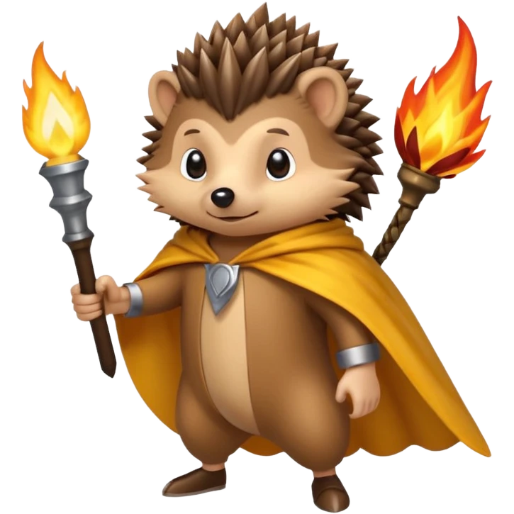 hedgehog holding torch with yellow cape emoji