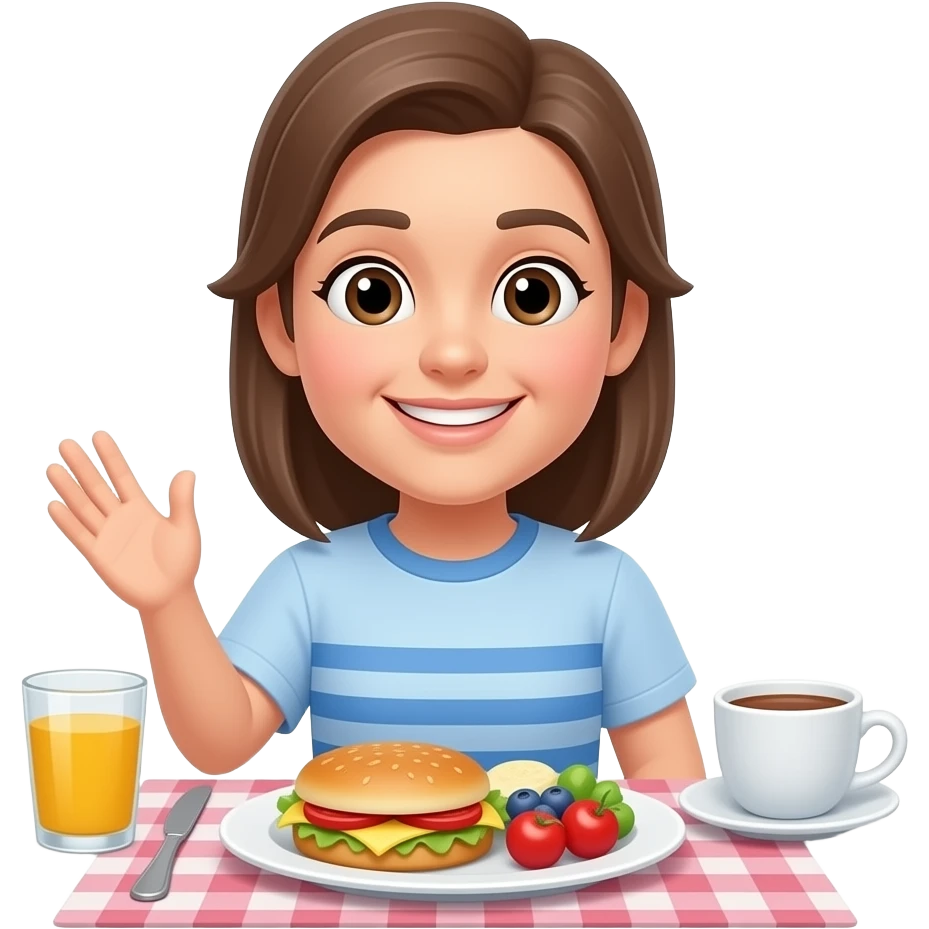 Yellow smiley emoji with good morning breakfast emoji