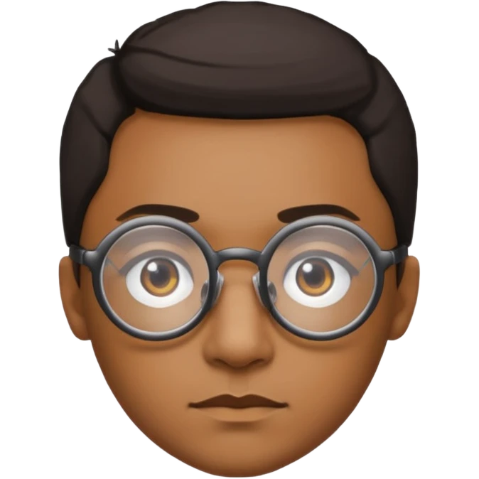 une personne de face avec des detail et des accessoirs/lunettes dans un rond  emoji