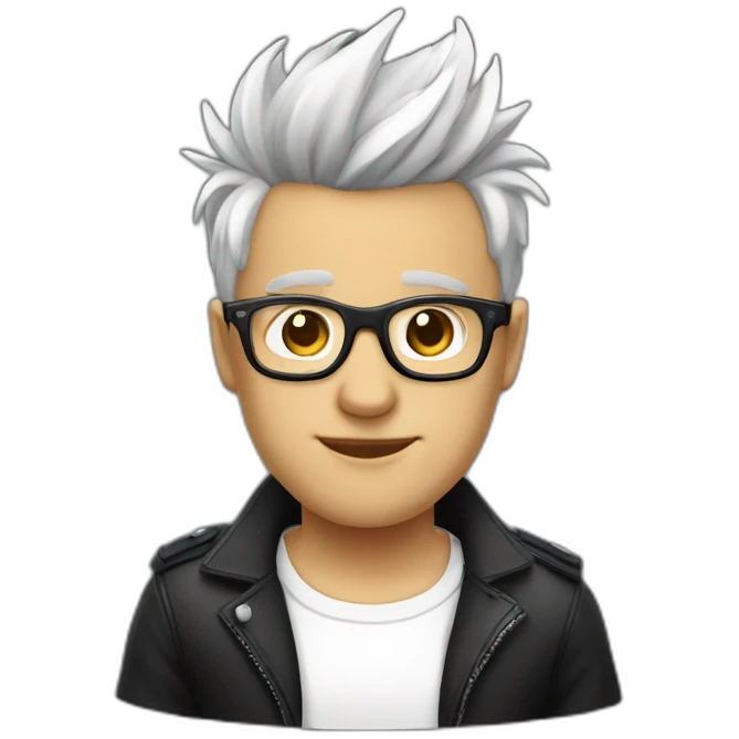 a guy with white coloured spectacles,black coloured Fauxhawk hairstyle emoji