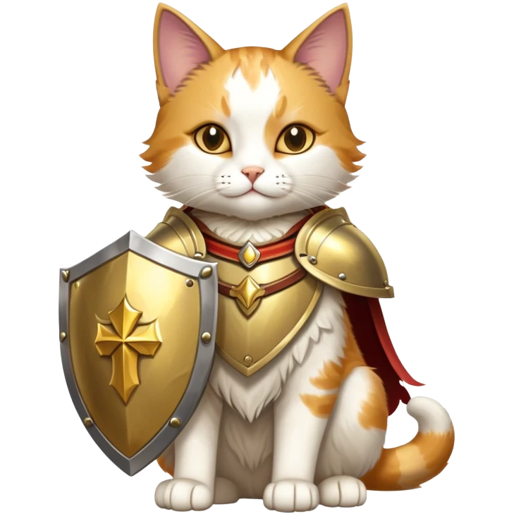 heroic paladin cat with golden holy shield emoji