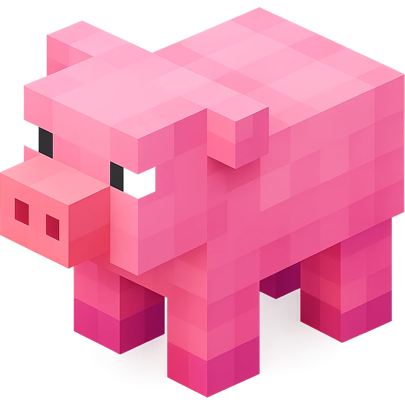 blocky Minecraft pig emoji