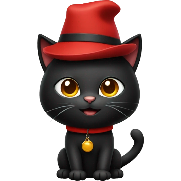 Black cat with a red hat emoji