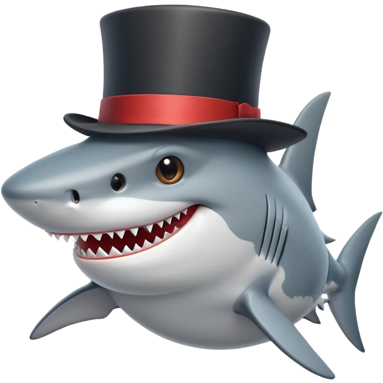 Shark with a top hat emoji