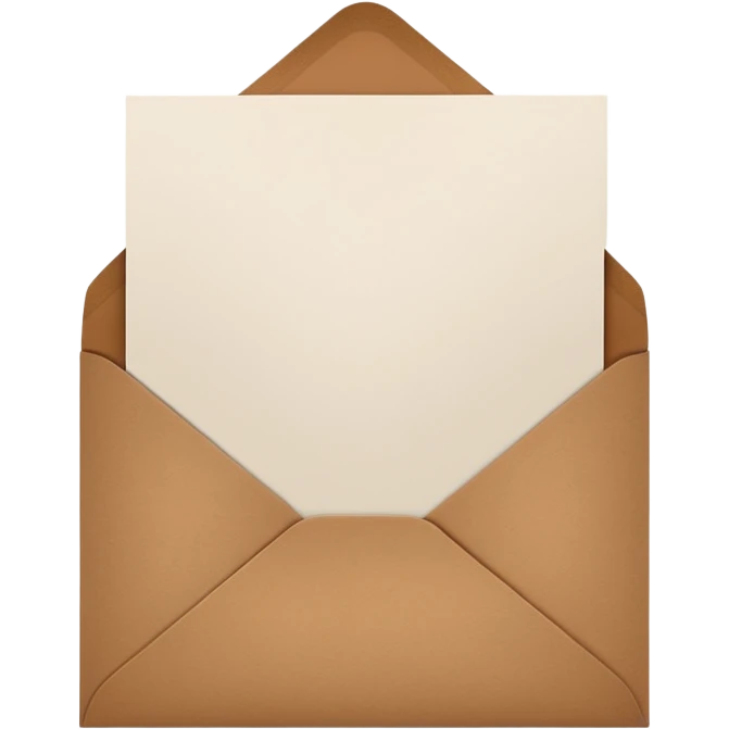 blank greeting card open with brown envelope next to it emoji