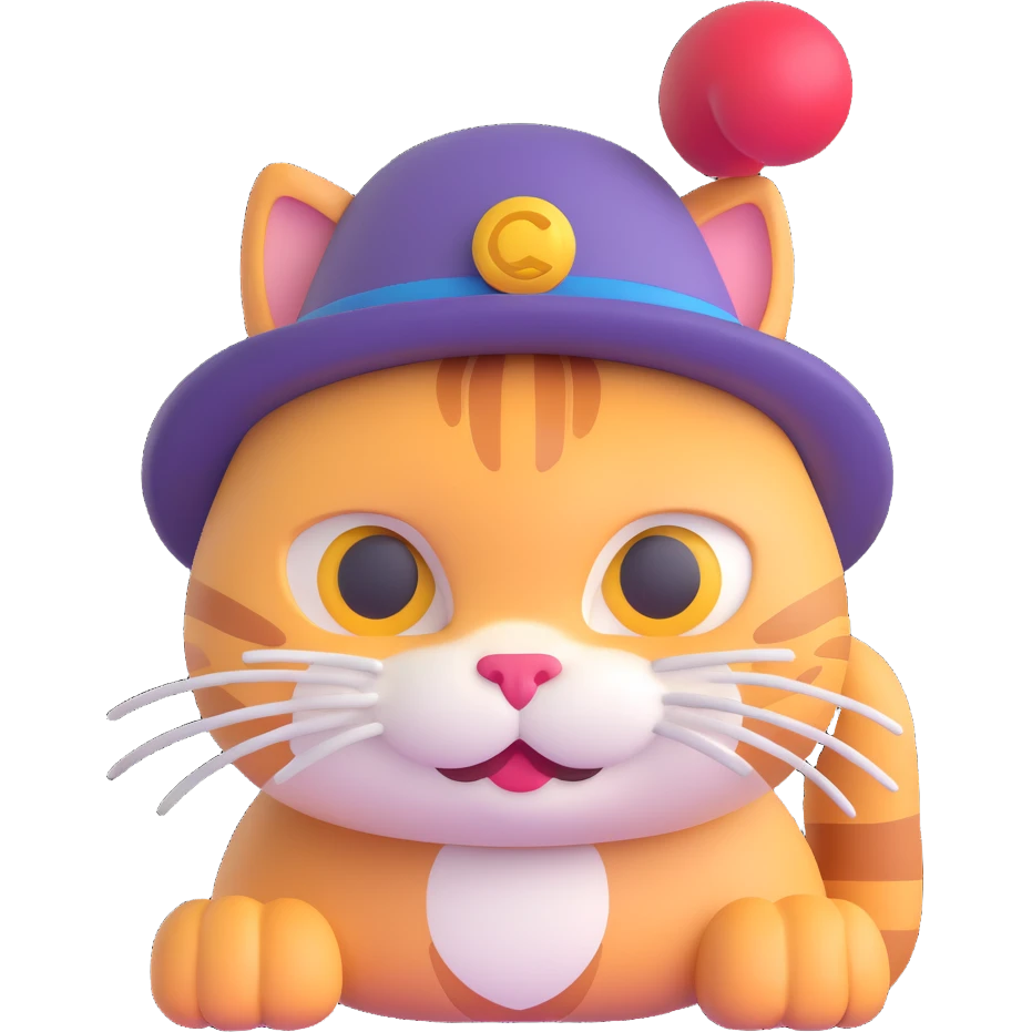 cat with a hat, 3D emoji style emoji