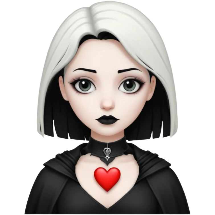 white goth heart, minimal, edgy, dark accents emoji